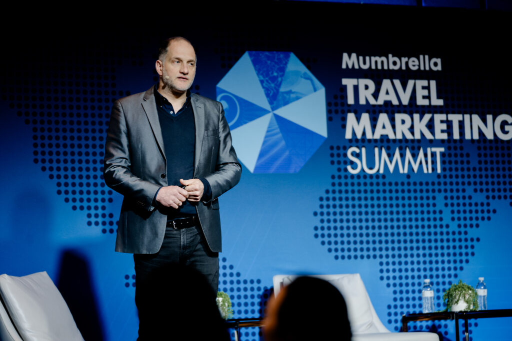 Con Frantzeskos speaking on AI at the Mumbrella Travel Marketing Summit 2025